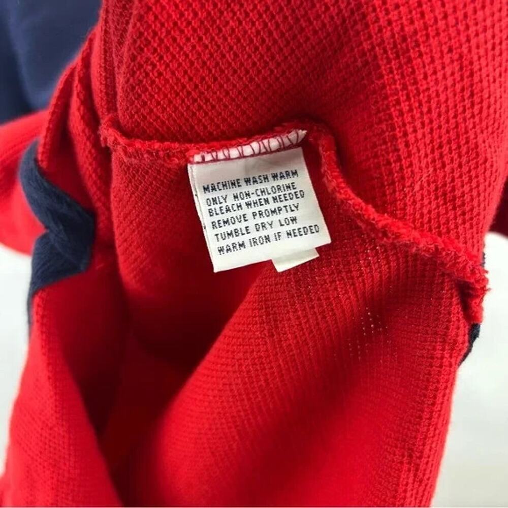 Vintage 90’s Polo by Ralph Lauren Men's Red and Blue Polo Shirt - Picture 4 of 4